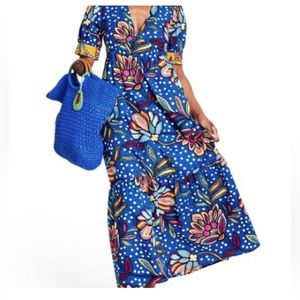 Tabitha Brown for Target Farm Rio Floral Blue Maxi Dress Size 2